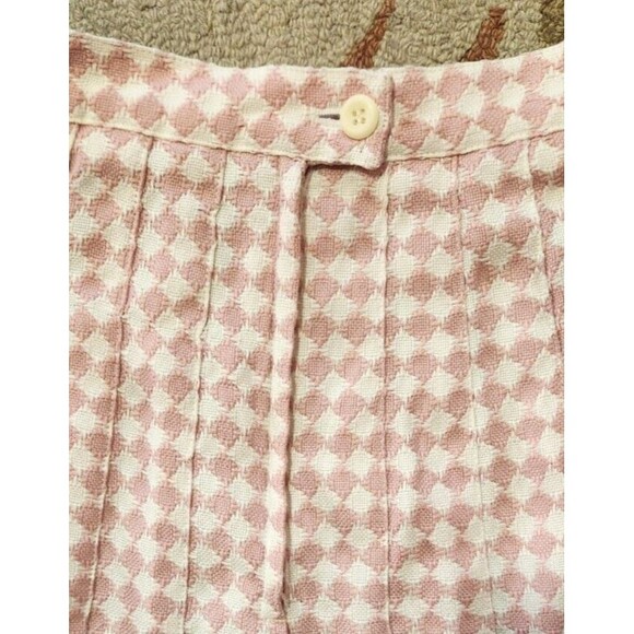 Pleated Tweed Skirt Fit & Flare Pink Skirt Geometric Diamond Womens Size 6 Med - Picture 5 of 6